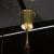 Mid-Century Modernist Brass, Striated Glass & Ebonized Walnut Six Arm Chandelier For Sale - Image 9 of 11
