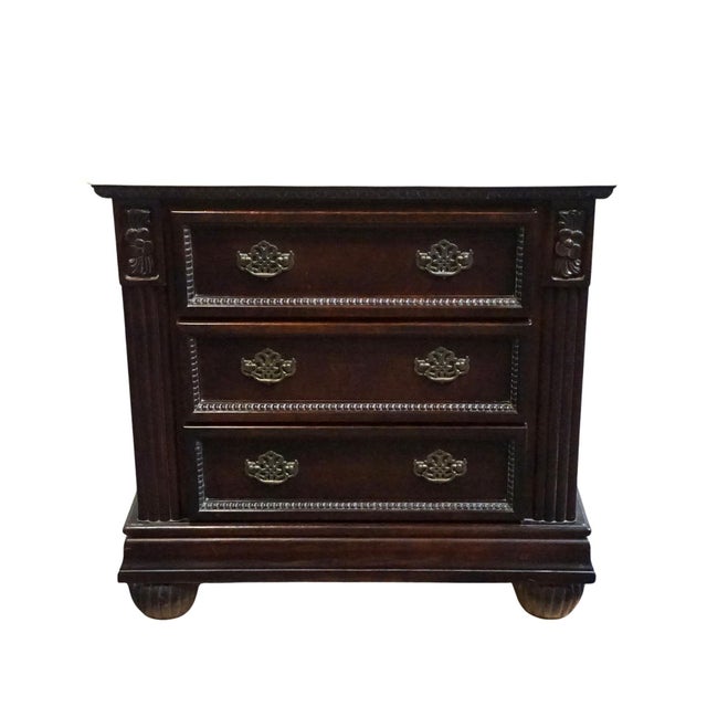 Contemporary Collezione Europa Cachat Collection Cherry Contemporary Traditional 30" Three Drawer Nightstand W. White Granite Top For Sale - Image 3 of 13