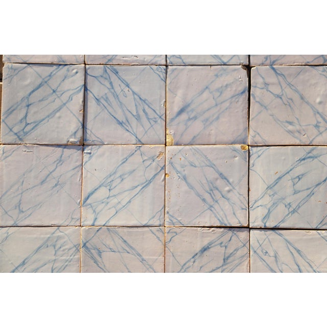 Baroque Rare Set of 31 Antique 19th Century Portuguese Tiles Blue & White Faux Marble For Sale - Image 3 of 18