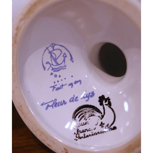 French Faience Candlesticks, Hand-Crafted, Fleur-De-Lys Design, 1980 For Sale - Image 13 of 13