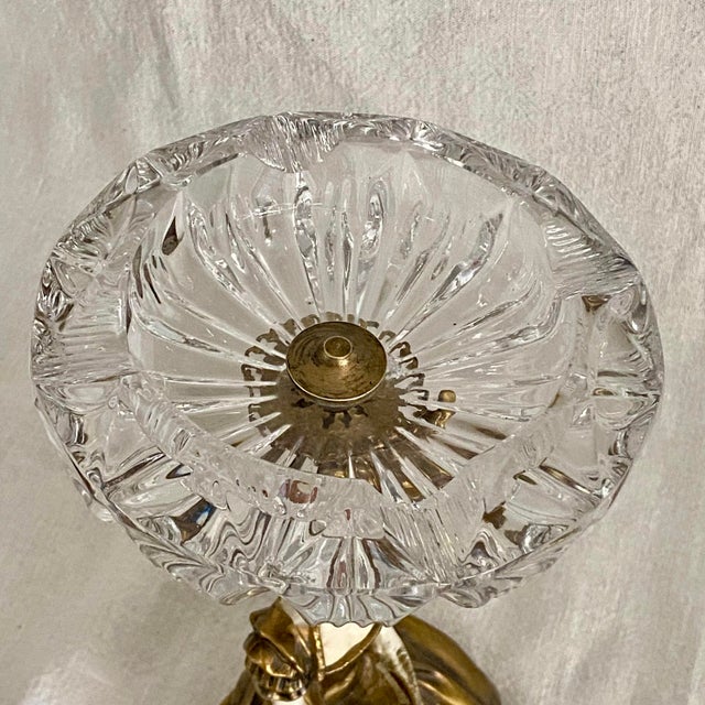 Gold Cast Gilded Age Lady Statue Crystal Ashtray For Sale - Image 8 of 12