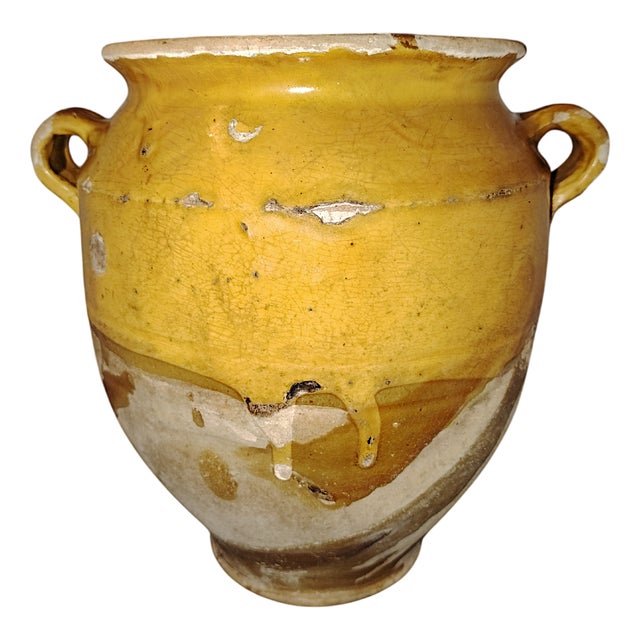 French Glazed Pottery Confit Pot, 1800s For Sale