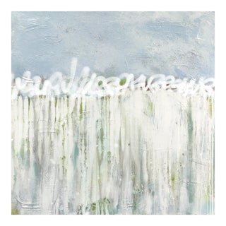 Calm Waters - Soft Abstract Cool Tone Textural Paint Graffiti Mixed Media Art Original Artwork by Amber Goldhammer For Sale