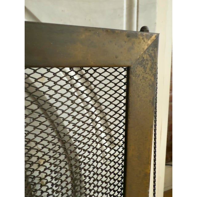 Mid-20th Century Brass French Provencial Style Mesh Fireplace Screen For Sale - Image 4 of 7