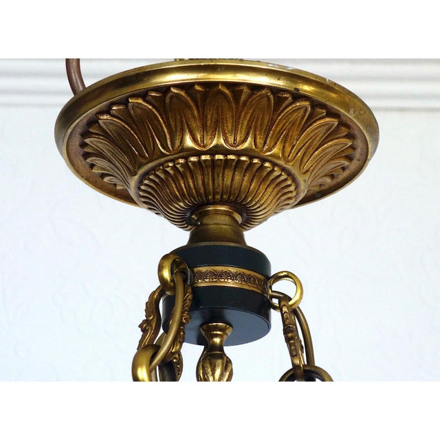 Empire French Bronze and Glass Chandelier from Lucien Gau, 1940s For Sale - Image 13 of 14
