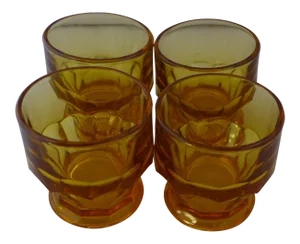 Mid-Century Modern Amber Glasses - Set of 4