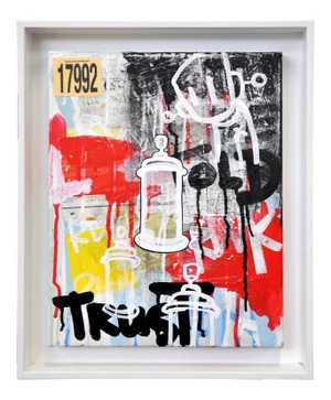 Chris RWK Mixed-Media Painting on Canvas, Take This to Heart, 2014