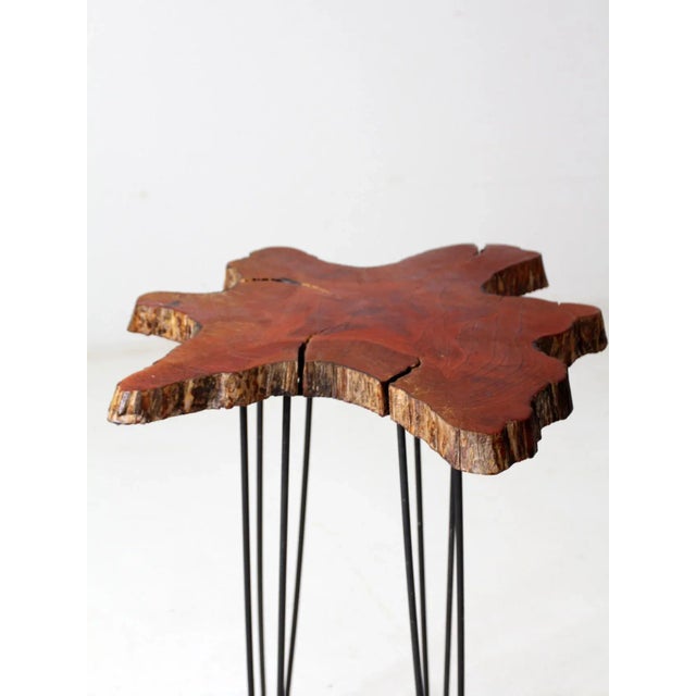 Brown Mid Century Live Edge Wood Side Table For Sale - Image 8 of 13