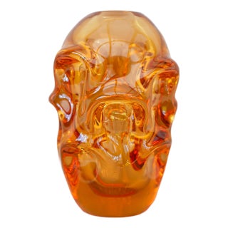 Orange Crystal Vase by Börne Augustsson for Åseda For Sale