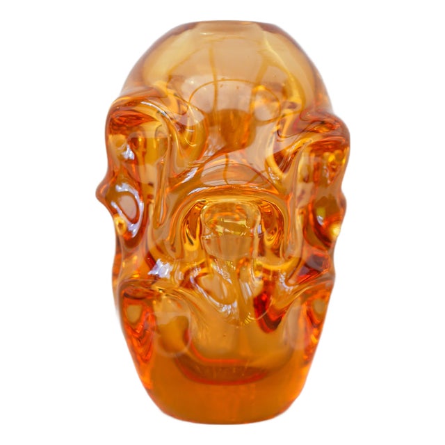 Orange Crystal Vase by Börne Augustsson for Åseda For Sale