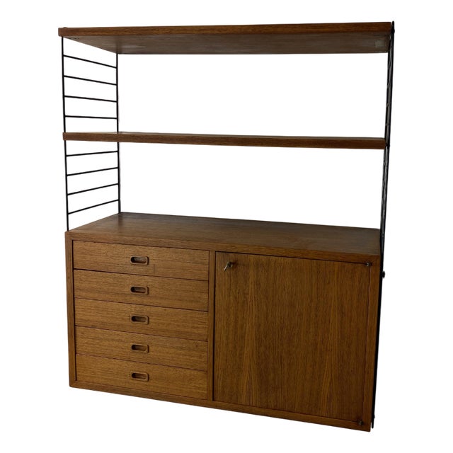 Vintage Scandinavian Teak Wall Unit by Nisse Strinning for String, 1950s For Sale