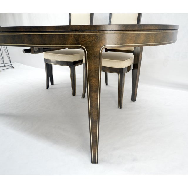 Mastercraft Dark Burl Walnut Oval 4x20" Leaves Dining Table 6 Chairs Set MINT For Sale - Image 10 of 17