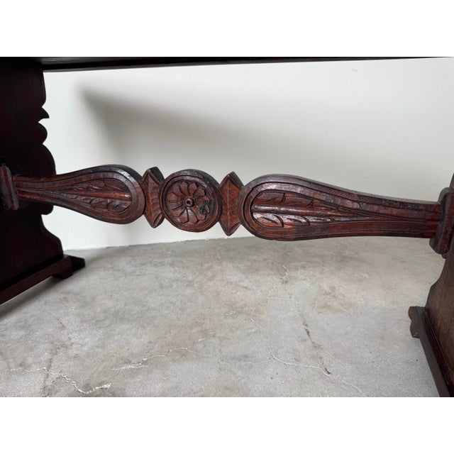 Vintage Italian Renaissance-Style Hand-Carved Wood Coffee Table / Bench For Sale - Image 12 of 12