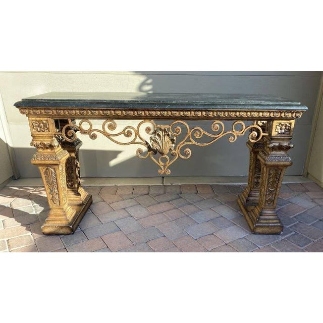 20th Century Italian Renaissance Style Marble Top Entry Table with