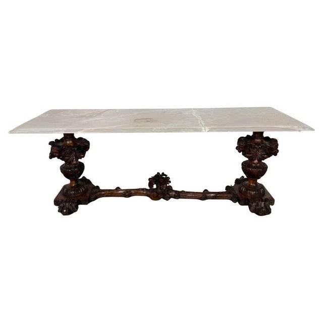 Baroque European Baroque Revival Coffee Table With Onyx Stone Top, Late 19th Century For Sale - Image 3 of 15