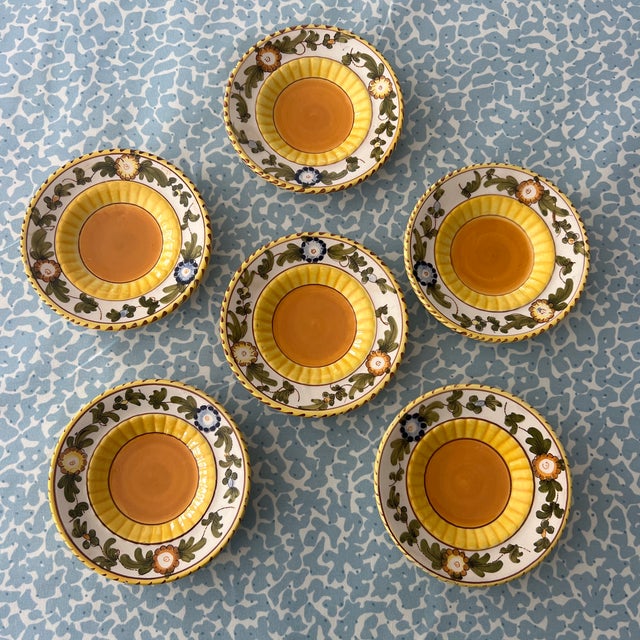Vintage Italian Handpainted Yellow Miniature Bowls- Set of 6