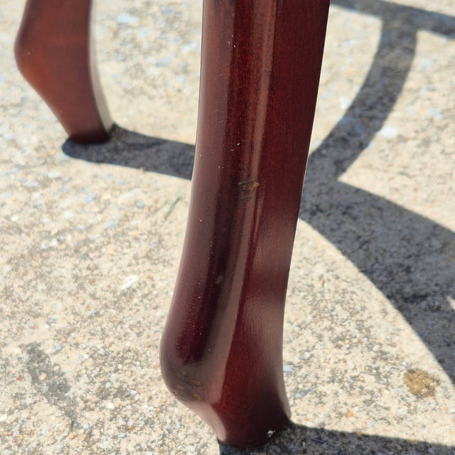 Late 20th Century Carved Red Mahogany Stone Top Corner Tables Pedestals Plant Stands, a Pair For Sale - Image 14 of 15