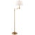 Chapman & Myers by Visual Comfort Signature Dorchester Swing Arm Floor Lamp in Antique-Burnished Brass with Linen Shade For Sale