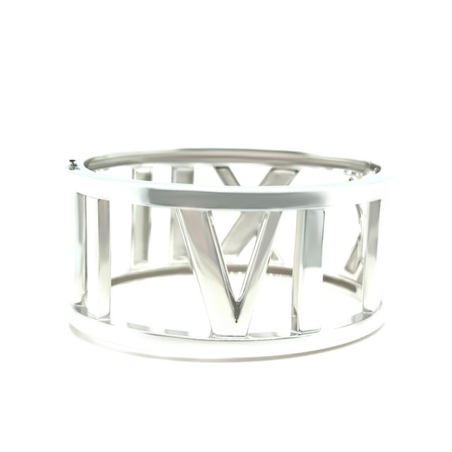 2020s Tiffany & Co. 18ct White Gold Atlas Cuff Bracelet 77.06g For Sale - Image 5 of 8