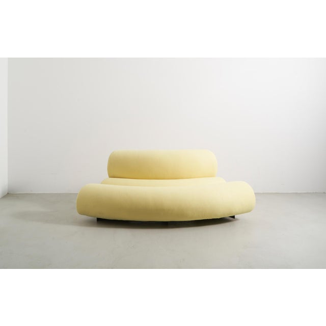 2020s Contemporary Modern Celeste Curved Sofa in Yellow Wool Felt and Black Metal Base For Sale - Image 5 of 10