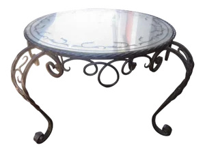 1940's French Wrought Iron Coffee Table With Eglomise Top