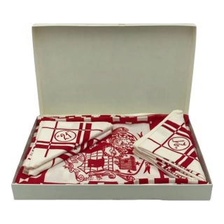 Vintage the 21 Club Nyc Restaurant Tablecloth & 4 Napkins Set New York For Sale
