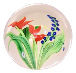 Orient & Flume Vintage Art Glass Flower Paperweight