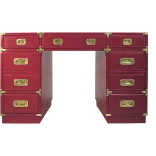 1970s Campaign Partner Desk From Drexel Et Cetera Collection For Sale