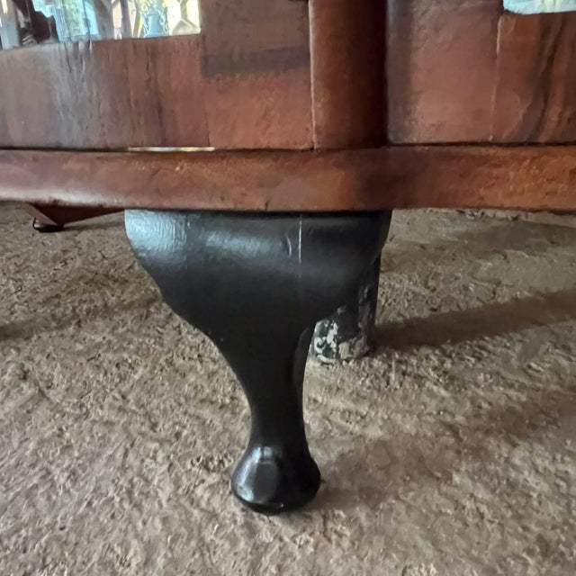 AMBIANIC presents 1900s Art Deco Curio Display Vitrine Cabinet Exotic Wood No label Cariole legs, Curved demilune Glass,...