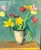 European Modernist Spring Still Life with Daffodils and Tulips, Signed "PS '41" For Sale - Image 9 of 15