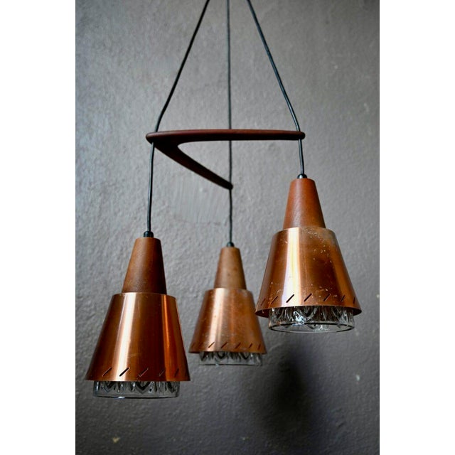 Fog & Mørup Danish Golden Teak, Glass and Metal Boomerang Lamp attributed to Fog and Mørup For Sale - Image 4 of 15