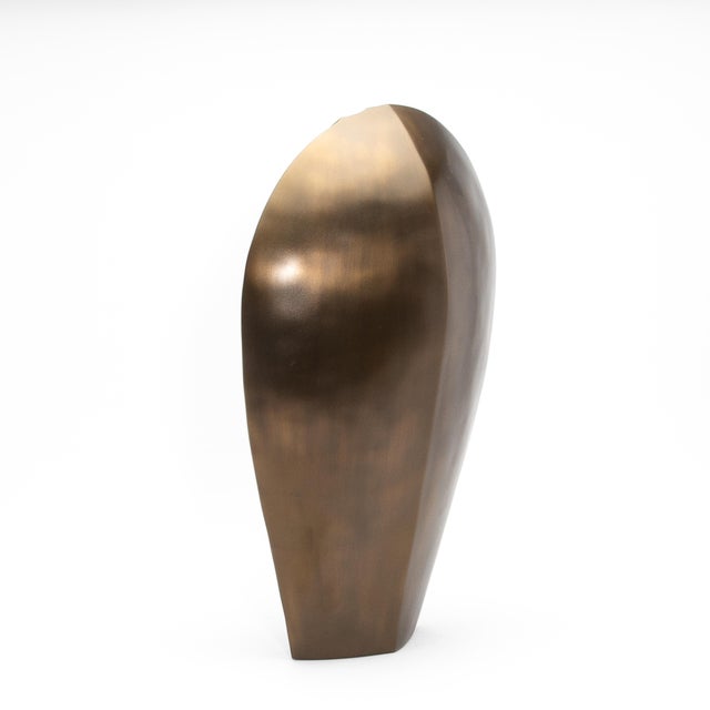 Metal Modern Abstract Sculpture in Bronze Patina Brass by Patrick Coard Paris For Sale - Image 7 of 7