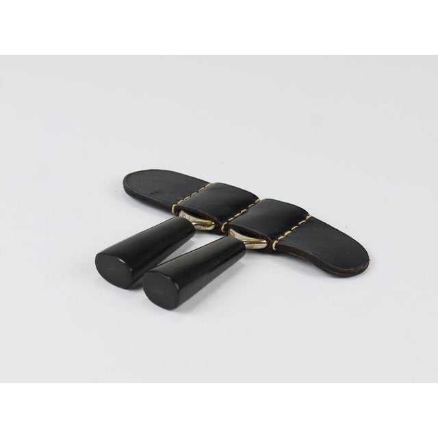Brass Corn Cob Skewers with Leather Holders attributed to Carl Auböck, 1930s, Set of 2 For Sale - Image 11 of 12