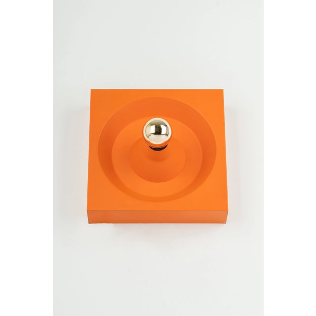 Gorgeous petite orang metal sconce or flush mount fixture by kaiser leuchten, germany, circa 1970s. Heavy quality and in...