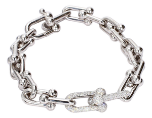 Tiffany & Co. HardWear Medium Link Bracelet in 18k White Gold With Diamonds