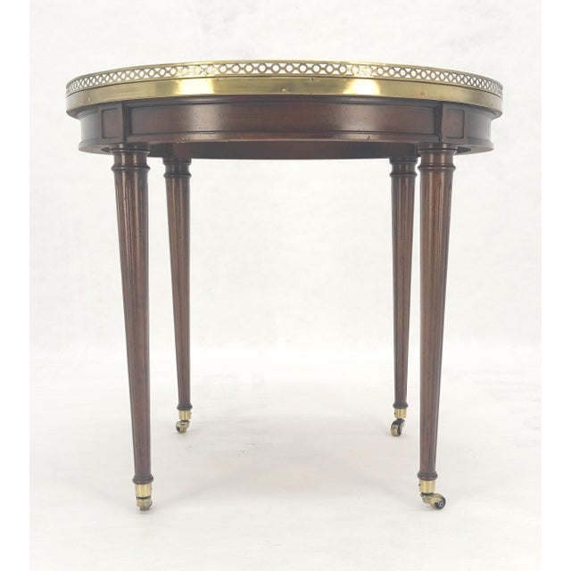Widdicomb Round Brass Gallery Top Fluted Legs Lamp Side Table on Casters MINT For Sale - Image 6 of 13