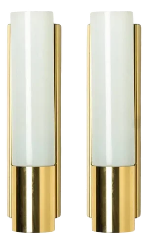 Opaline Glass Wall Lights from Glashütte Limburg, 1970, Set of 2