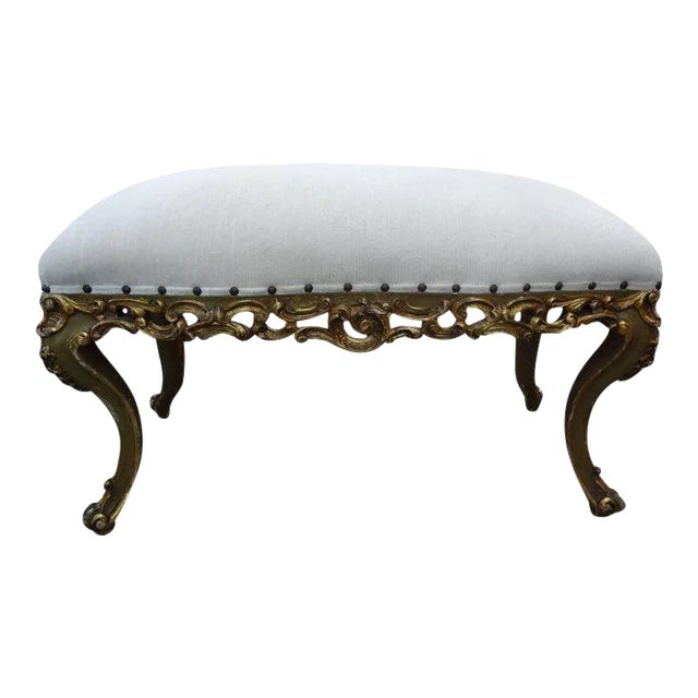 1920's Antique Italian Louis XV Style Giltwood Bench For Sale