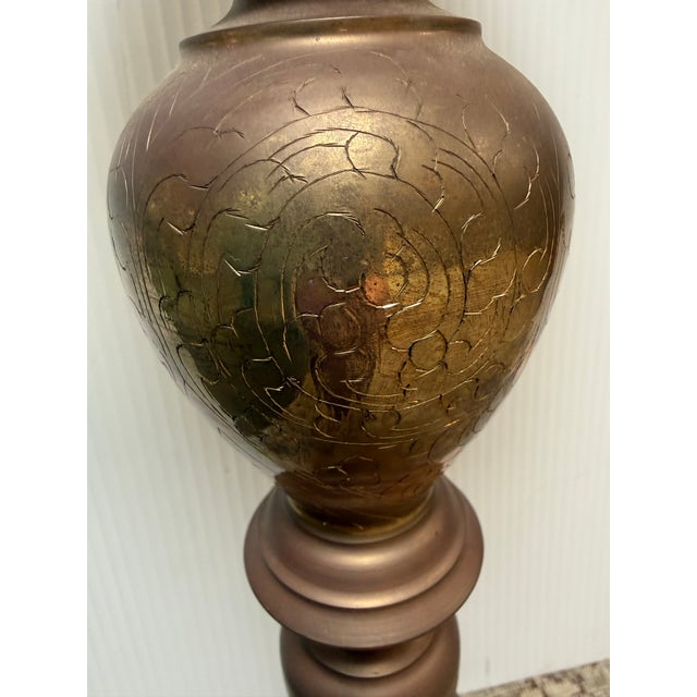 Moroccan Hand Etched Brass Candle Holder, Vintage For Sale - Image 4 of 12