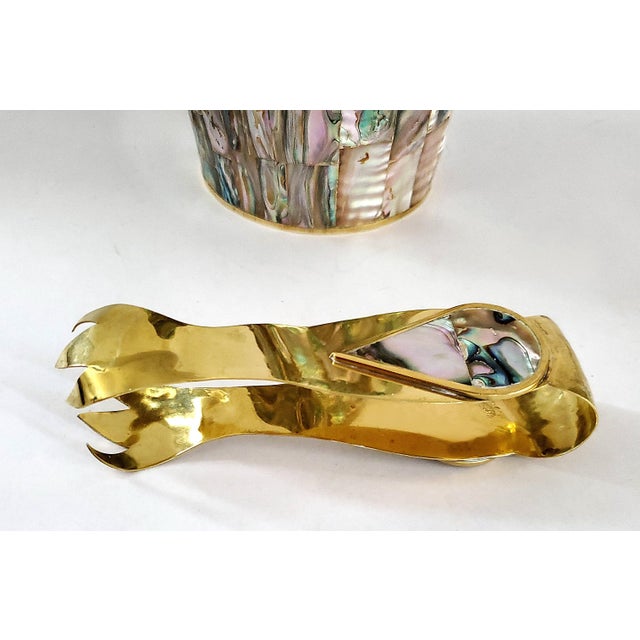 Ice Bucket Abalone Shell & Solid Brass For Sale In Miami - Image 6 of 10