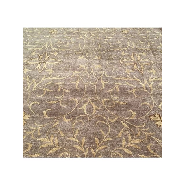 Brown Handwoven Transitional Tibetan Area Rug 10x14 For Sale - Image 8 of 12