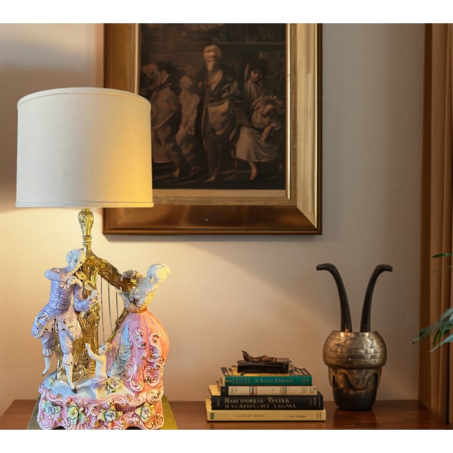 Mid 20th Century Capodimonte Porcelain Lamp- Musicians For Sale - Image 5 of 18