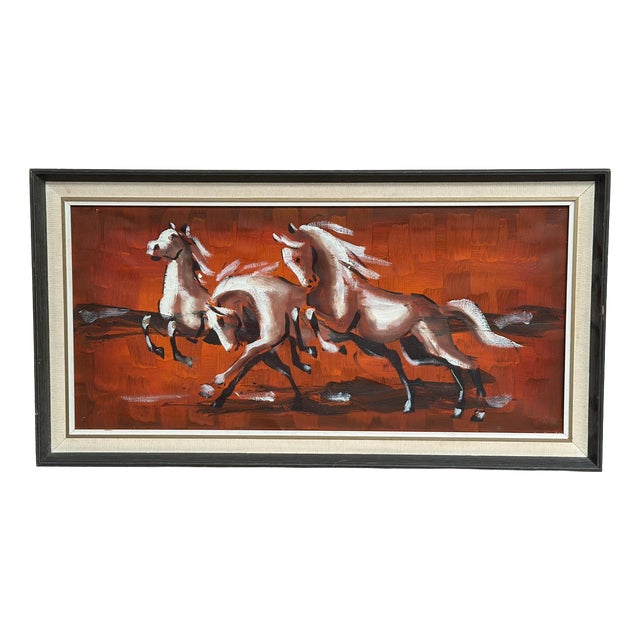 Scandinavian Artist, Trio Horses, 1960s, Oil on Canvas, Framed For Sale