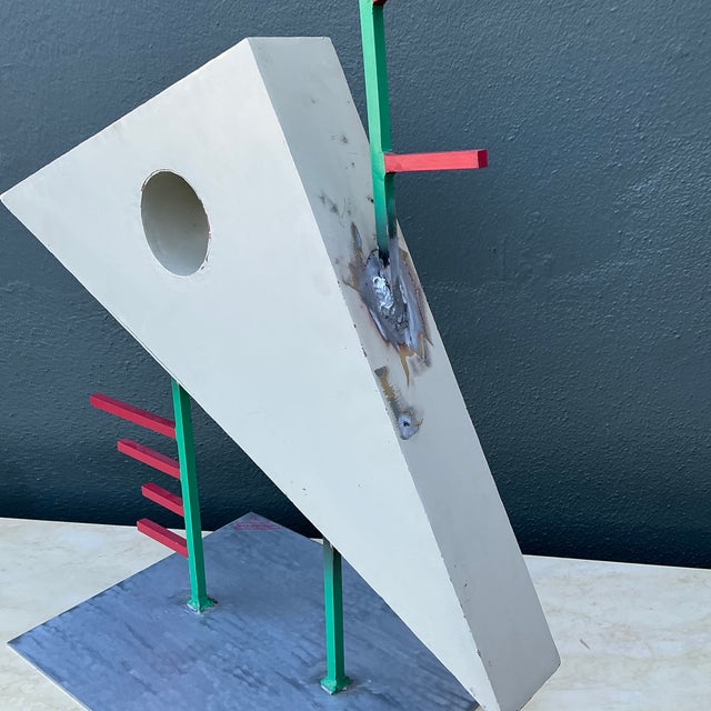 Metal Vintage PostModern Abstract Geometric Sculpture For Sale - Image 7 of 12
