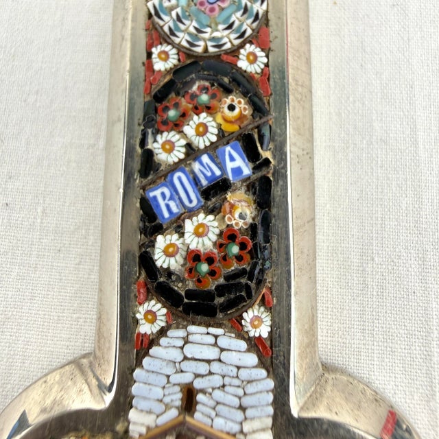 Metal Antique Roma Micromosaic Wall Cross 8.25” For Sale - Image 7 of 12