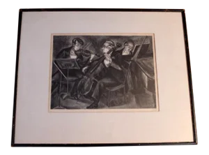 1960s Vintage Mervin Jules Orchestral Etching Print