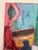 Monumental Abstract Modern Expressionism Still Life Original Oil Painting, Maroon, Mustard, Blue For Sale - Image 10 of 12