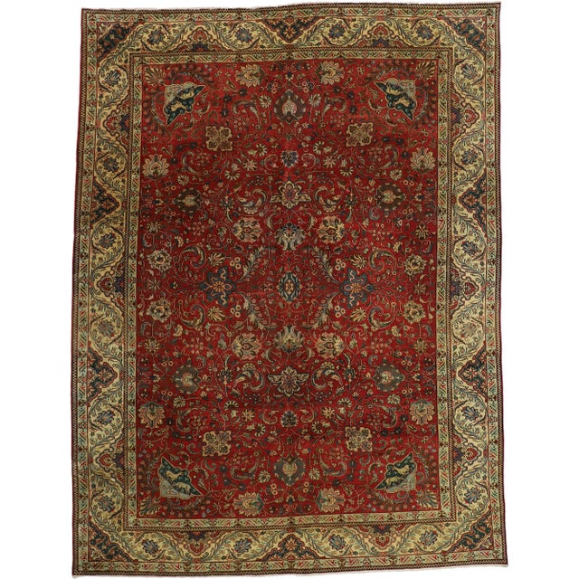 Textile Vintage Persian Tabriz Rug - 10'10 X 14'05 For Sale - Image 7 of 7