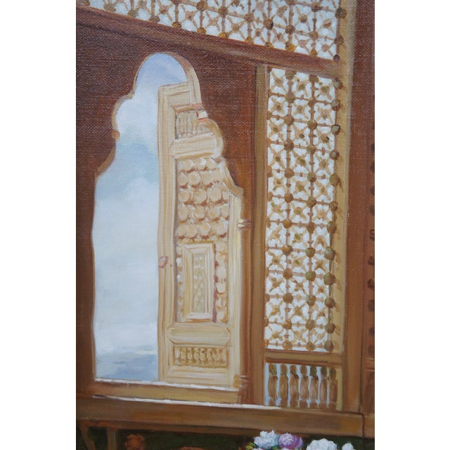 Late 20th Century Dreaminess After Dorofield Hardy Orientalist Ottoman Style Oil Painting Framed For Sale - Image 12 of 13