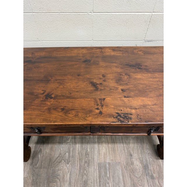 Vintage Spanish Colonial Style Writing Desk Library Table For Sale - Image 12 of 18